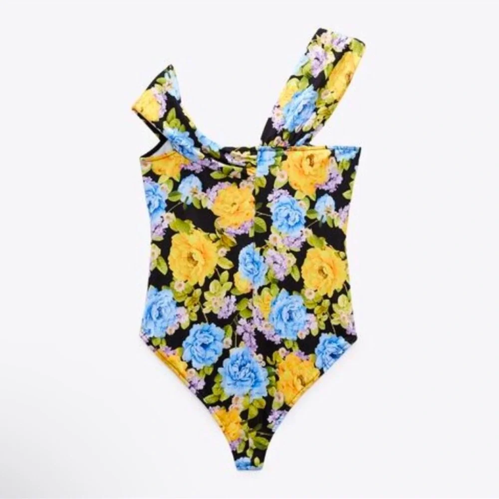 Zara Floral Bodysuit - Yellow, Blue, Black NWOT Size M - Picture 3 of 8